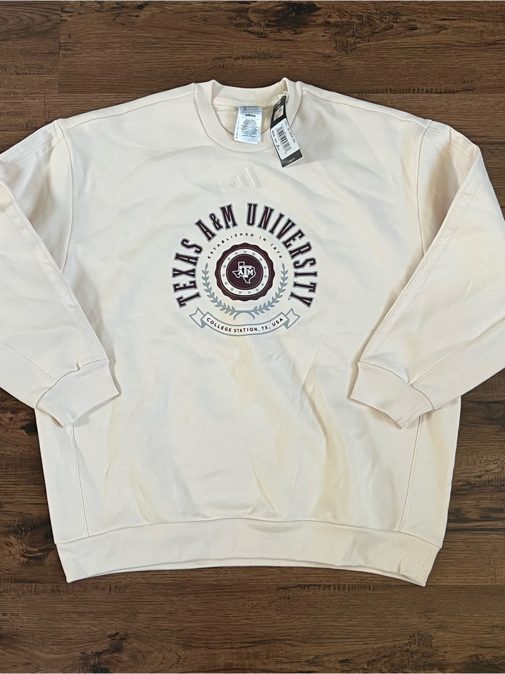 Adidas Texas A&M Crew Neck Pullover Sweatshirt ‘Ivory Maroon’ (size wmns M)